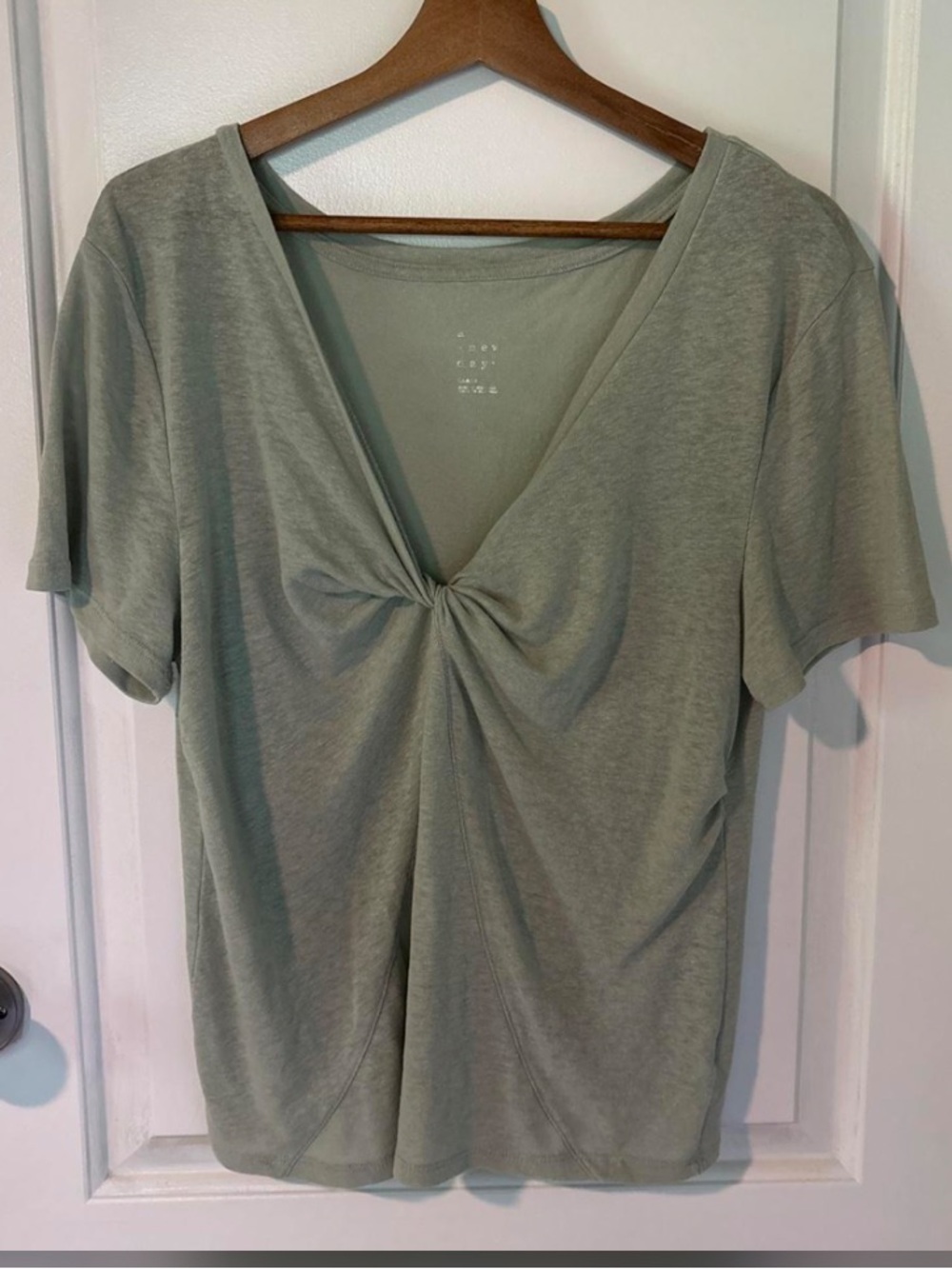 a new day Sage Twist-Front V-Neck Short Sleeve Top